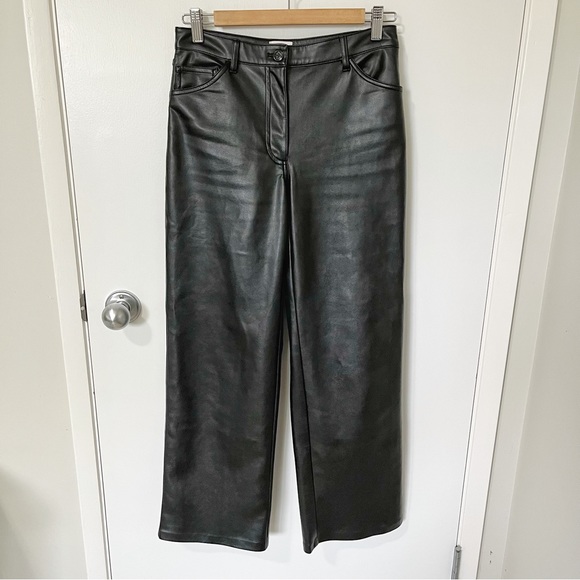 Aritzia Wilfred Free Valerie Straight Leg Vegan Leather Pants Black size 0 - Picture 3 of 16